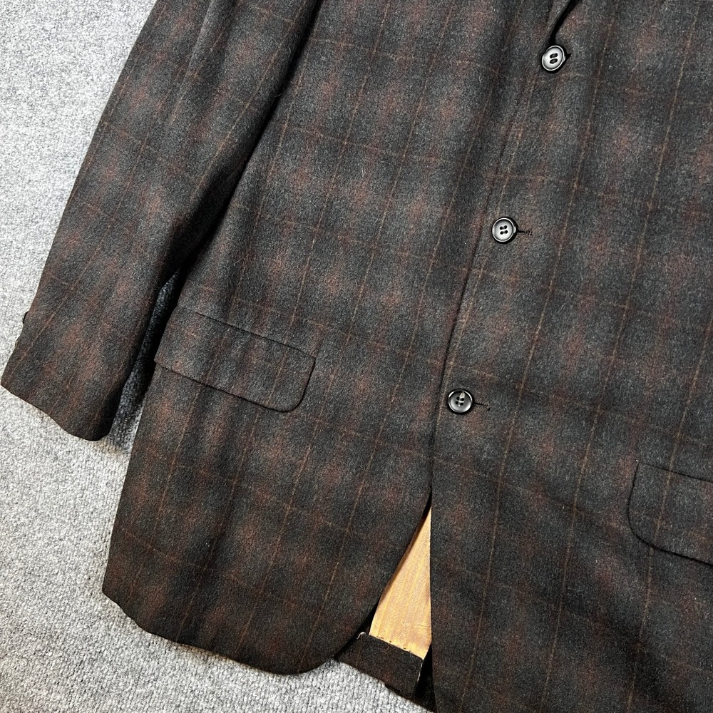 Vintage 50s Pennys Blazer Mens 42R Brown Shadow Plaid 3 Button Union Made in USA - Picture 7 of 14